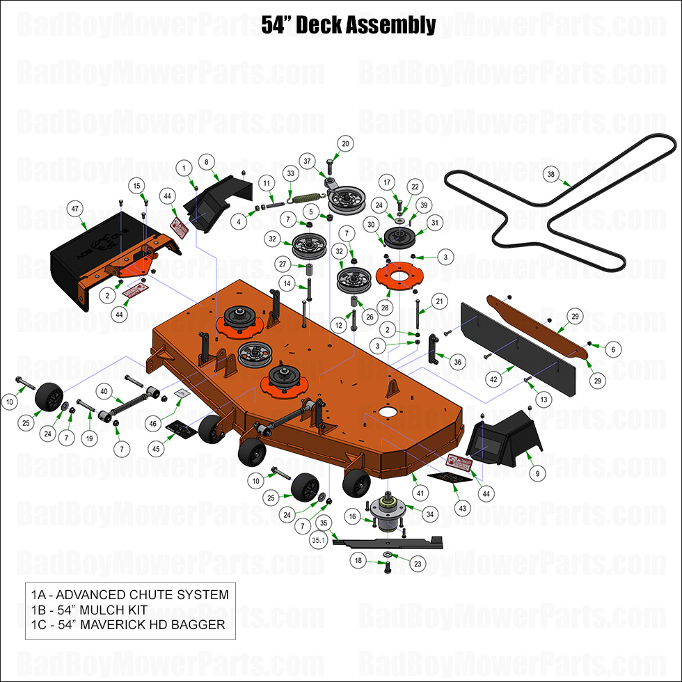 3744 - Bad Boy Mower Parts Lookup > 2025 > Maverick HD > 54\" Deck Assembly